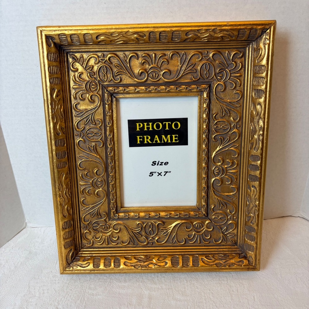 Vintage Style Gold Ornate Scroll 5x7 Photo Frame Baroque Wall Hanging Decor